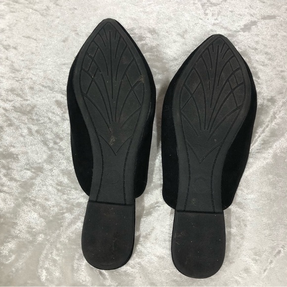 Nubia Black Suede Floral Embroidered Pointed-Toe Mules - Picture 6 of 7